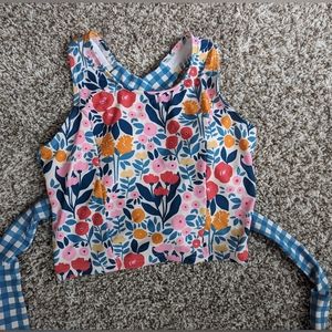 Lime Ricki swim top, May Flowers cross back, size large